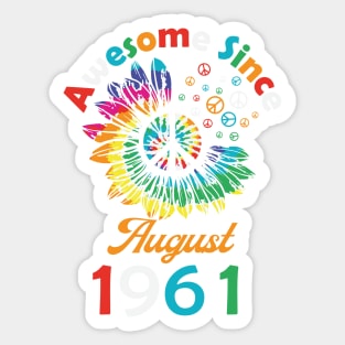 Funny Birthday Quote, Awesome Since August 1961, Retro Birthday Sticker